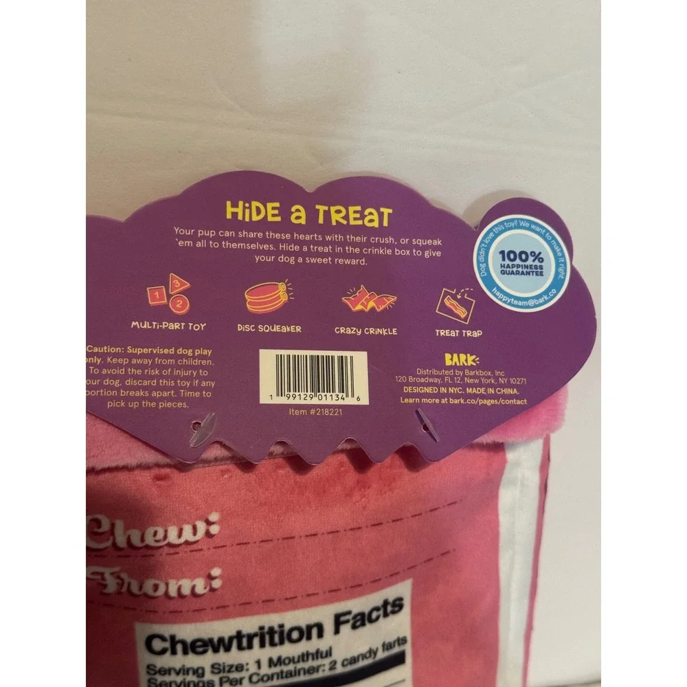 BarkBox Sweet Barks Candy Farts Plush Dog Toy Multi-Part Squeaky Crinkle NEW L